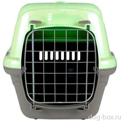 Переноска для животных "Турне" с металлической дверцей, 54,5*36*34см, зеленая-0