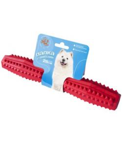 Игрушка для собак палка литая с шипами  28см (пластикат), красная