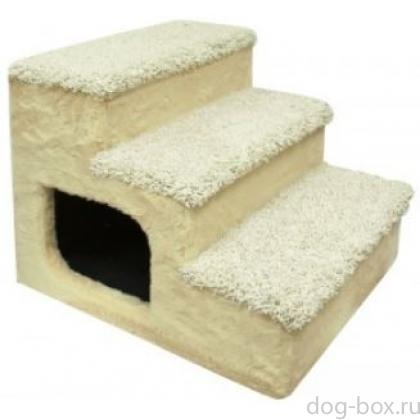 Дом-ступеньки для животных бежевый, мех и ковролин, 51*44,5*38,5см-0