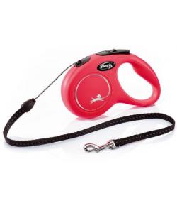 Рулетка-трос для собак до 20кг, 5м, красная (New Classic M cord red)