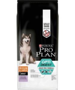 Для взрослых собак средних и крупных пород с чувствительным пищеварением с индейкой, беззерновой Grain Free, БРАК упаковки