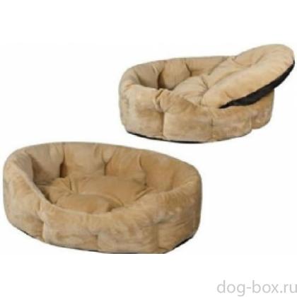 Лежак овальный пухлый с подушкой бежевый-0