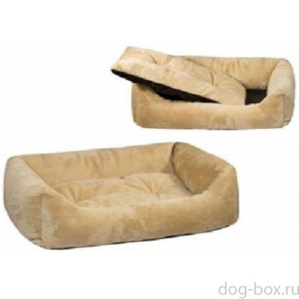 Лежак прямоугольный пухлый с подушкой бежевый-0