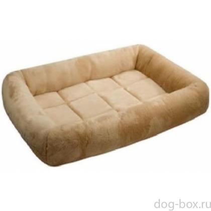 Лежанка прямоугольная с валиком  бежевая-0