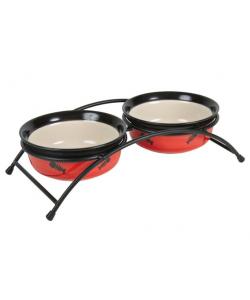 Миски керамические на подставке,2 шт.по  0,25 л, 13 см (24790)