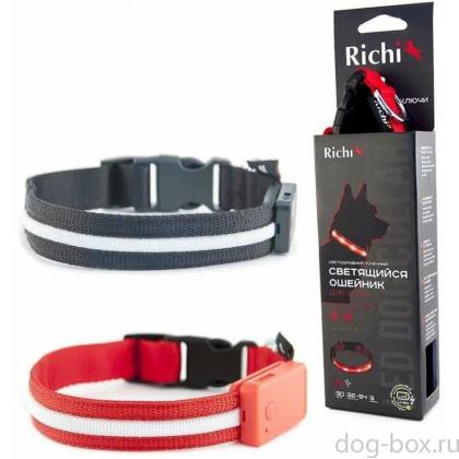 Ошейник USB LED светящийся точечный, 3 режима, зарядка от USB, 45-48см (L) красный-0