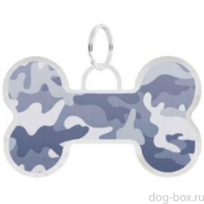 Адресник "Талита" серый, с рисунком "камуфляж", косточка, 36*22мм-0