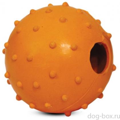 Игрушка для собак из ц/литой резины. Мяч-погремушка с шипами 6см (J-3-130)-0