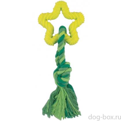 Игрушка для собак из ц/литой резины. Звездочка с веревкой, 7,5*18 см (BW0661)-0