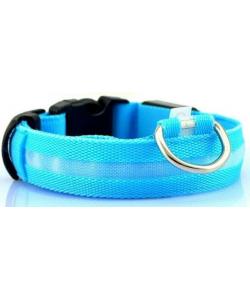 Ошейник для собак мигающий с USB зарядкой, регулируемый, голубой, M 38-43см