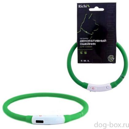 Светящийся силиконовый ошейник с USB зарядкой, для собак, XS–30 см, зеленый-0