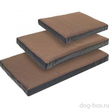 Лежанка прямоугольная с чехлом на молнии "Фьюжен", рогожка и экокожа, коричневая-0