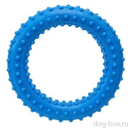 Игрушка для собак "Кольцо" с шипами, голубое, 6,8см-0