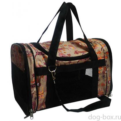 Сумка-переноска Турист 35x21x27см, фиолетовая с совами и цветами-0