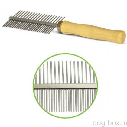 Расческа двухсторонняя, деревянная ручка, 5.5*17.5 см (306М)-0