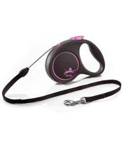 Рулетка-трос для собак до 12кг, 5м, розовая (Black Design S Cord 5m pink)