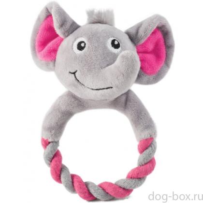 Игрушка для щенков мягкая "Слоник с кольцом" (серия PUPPY) d9х16 см-0