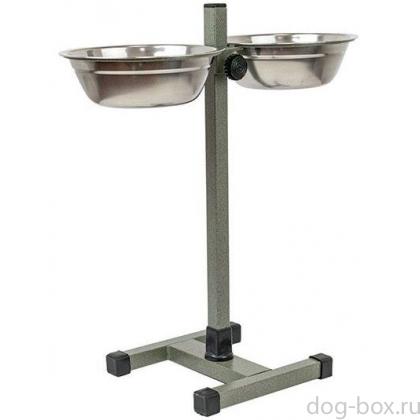 Стойка с мисками регулируемая, высота 40см, 2*0,7л-0