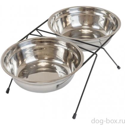Напольная подставка с мисками 2*2,0л-0