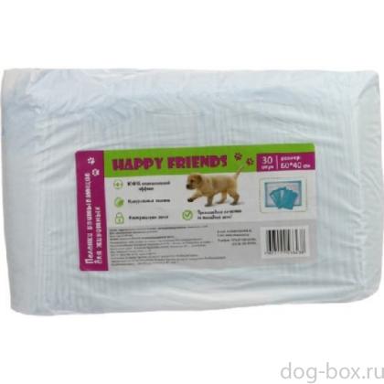 Happy Friends Пеленки впитывающие для животных, 40*60 см, 30 шт.-0
