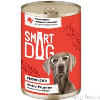 Консервы для взрослых собак и щенков кусочки говядины с морковью в нежном соусе-0