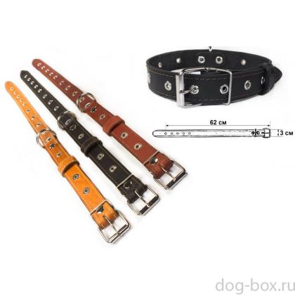 Ошейник безразмерный, кожа, 62*3см, черный-0