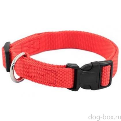 Ошейник плотный капрон, 25-40*2см, красный-0