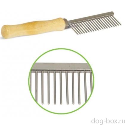 Расческа с редкимии зубьями, деревянная ручка, 3*17.5 см (305М)-0