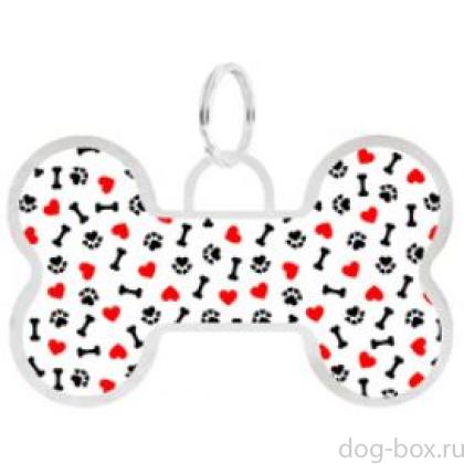 Адресник "Талита" белый, с рисунком "love", косточка, 36*22мм-0