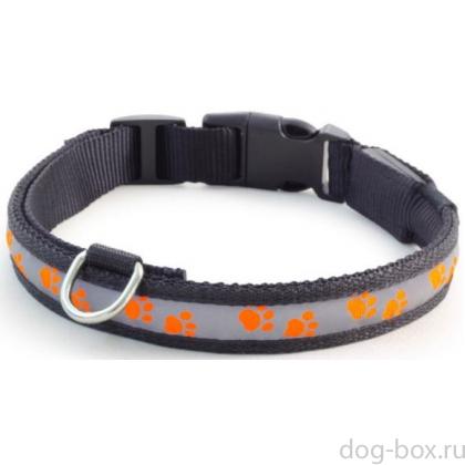 Светодиодный ошейник "Лапки" оранжевый,2,5*31-41 см (LD08M)-0