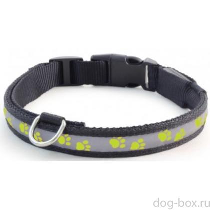 Светодиодный ошейник "Лапки" салатовый,,2,5*31-41 см (LD09M)-0