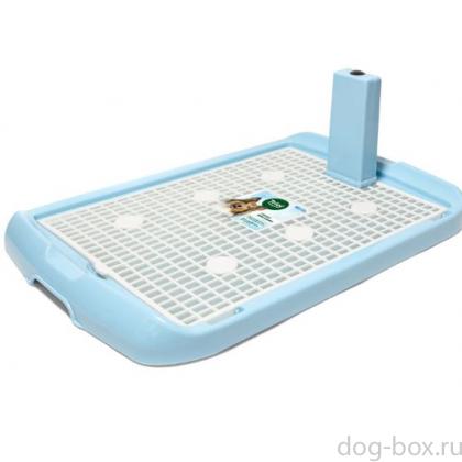 Туалет PL002 для собак со столбиком, голубой, 60*40*4см-0