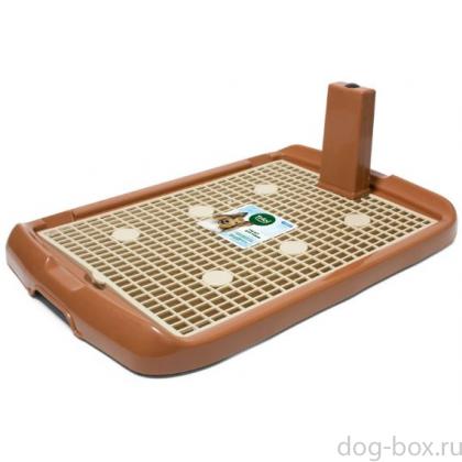 Туалет PL002 для собак со столбиком, коричневый, 60*40*4см-0
