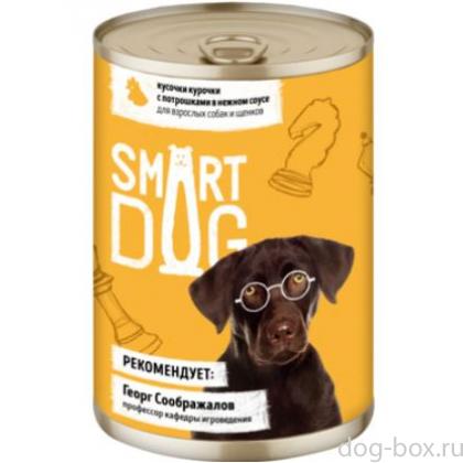 Консервы для взрослых собак и щенков кусочки курочки с потрошками в нежном соусе-0