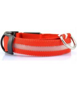 Ошейник для собак мигающий с USB зарядкой, регулируемый, красный, XL 47-56см
