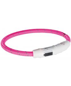 Ошейник мигающий с USB зарядкой, для собак, XS–S: 35 см, розовый (12706)
