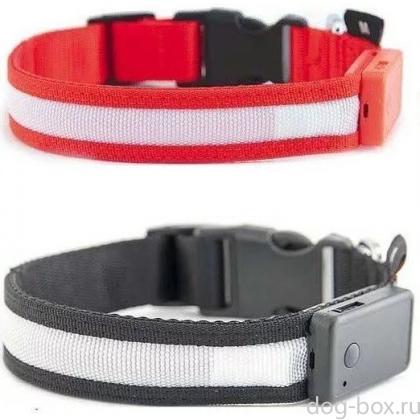 Ошейник USB LED со светящейся лентой, 3 режима, зарядка от USB, 45-48см (L) красный-0