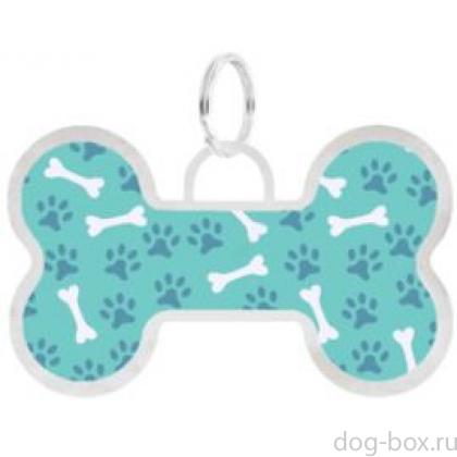 Адресник "Талита" бирюзовый, с рисунком "косточки", косточка, 36*22мм-0