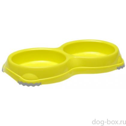 Двойная миска нескользящая Smarty, 2*200мл, лимонно-желтая-0