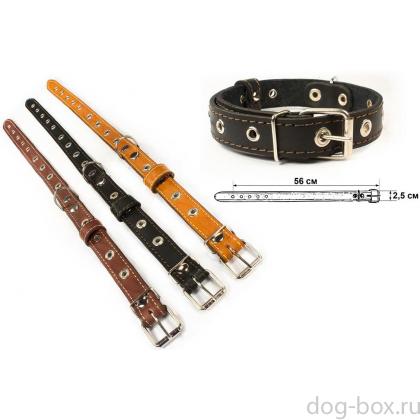 Ошейник безразмерный, кожа, 56*2,5см, черный-0