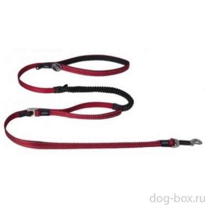 Поводок 2 в 1 с системой "антирывок", размер M (ширина 1,6см, длина 1,4 м), красный (SHOCK ABSORBING LEAD (M))-0