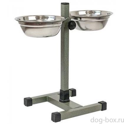 Стойка с мисками регулируемая, высота 30см, 2*0,5л-0