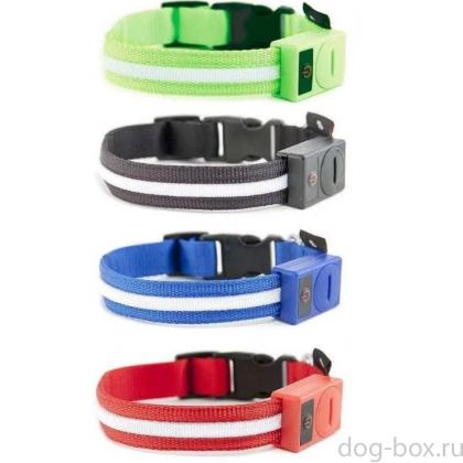 Ошейник LED светящийся точечный, 3 режима, 37-40см (M) красный-0