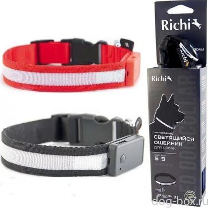 Ошейник USB LED со светящейся лентой, 3 режима, зарядка от USB, 32-34см (S) красный-0