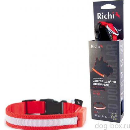 Ошейник USB LED со светящейся лентой, 3 режима, зарядка от USB, 37-40см (M) красный-0