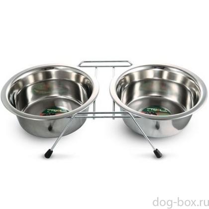 Подставка с 2 мисками, нержавеющая сталь (9001)-0