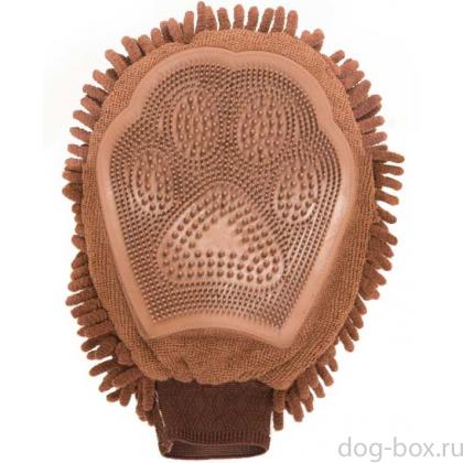 Перчатка для груминга Grooming Mitt, 25*18 см, коричневая-0