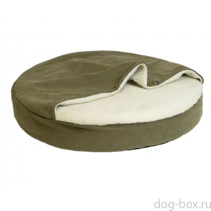 Лежак круглый, серия КАРМАН - бархат милитари-0