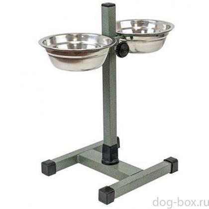 Стойка с мисками регулируемая, высота 30см, 2*0,35л-0