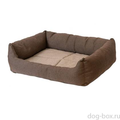 Лежак прямоугольный пухлый "МАНЕЖ" - рогожка, коричневый-0